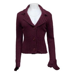 TTE Wool Blend Cardigan Eggplant